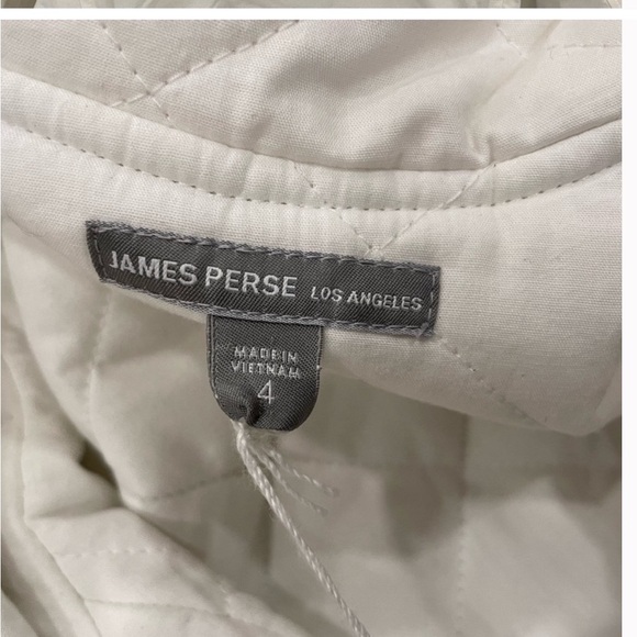 James Perse 100% Cotton Quilted Jacket Cream/ Off White Jacket W/ Tan Stripe NWT - Picture 4 of 8